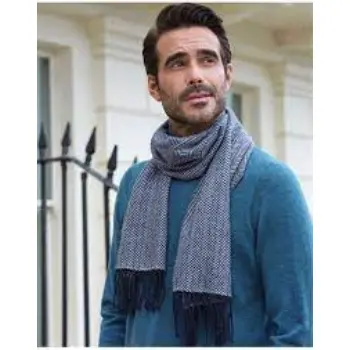 Mens Textured Stripe Cashmere Scarf